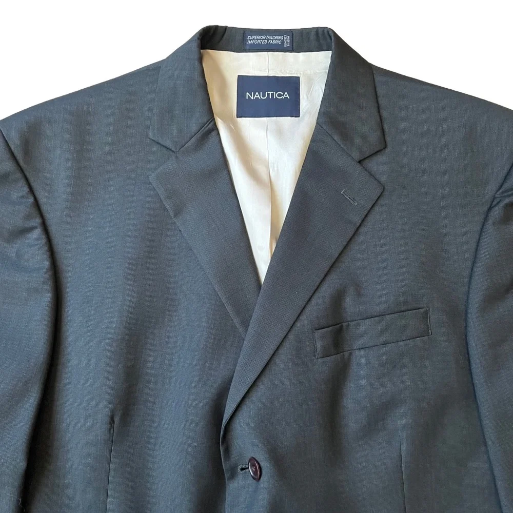 Nautica Mens Size 46‎ L W40 Sport Coat Blazer Black Three Button Classic Pockets